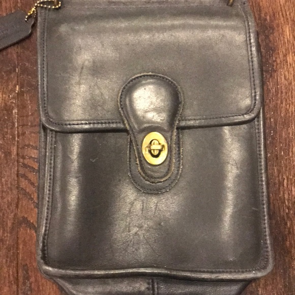 Coach Bags Coach Navy Leather Turn Lock Cross Body Bag Poshmark